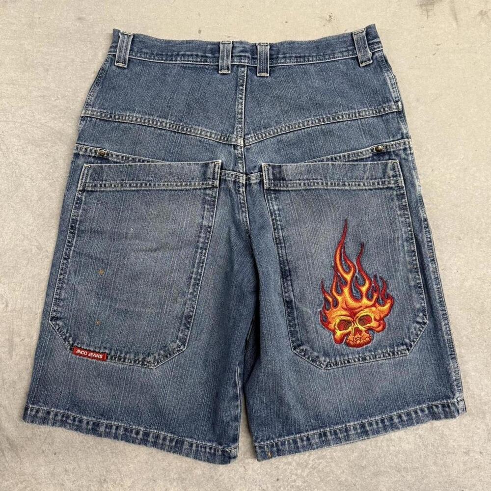 Vintage JNCO Baggy Flame Skull Jorts